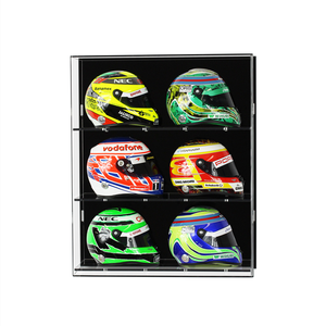 โปร่งใส Perspex กีฬาหมวกกันน็อคของที่ระลึกของสะสมกล่องอะคริลิ1/2ขนาด F1หมวกกันน็อครุ่นกรณีการแสดงผลที่มีฐานสีดำ - Product Image 6