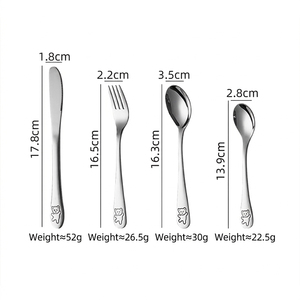 Ensemble de couverts DSF76 en acier inoxydable avec motif ours, durable pour la maison, couteau, fourchette et cuillère, 17,8 cm, 16,5 cm, 16,3 cm, 13,9 cm - Product Image 6