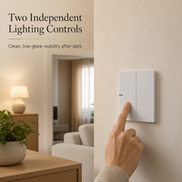 Interrupteur mural double à bascule 10A 250V pour PC avec deux commandes indépendantes et voyant lumineux anti-éblouissement