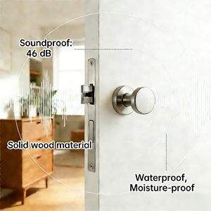 Porte en bois insonorisée et étanche <span class=keywords><strong>46</strong></span> dB pour hôtel, gris foncé, grain droit, placage PVC composite, design minimaliste, bureau, chambre - Product Image 4