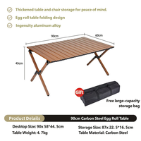 Outdoor-Klapptisch mit Kohlenstoffstahlrahmen für Camping und Picknick, Faltbares Tragbares Egg-Roll-Design, Rechteckig/Quadratisch für Draußen