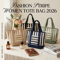 Sac fourre-tout en toile de coton réutilisable de haute qualité, imprimé de dessins animés, à rayures, grande capacité, sac à main robuste à porter à l'épaule
