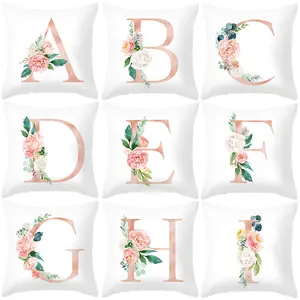 Custom 26 English Letters Sofa character pillow cover 45*45 manufacturer cushion covers peach skin pillow case