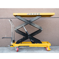 Plateforme élévatrice manuelle hydraulique à double ciseaux JIALITE 800KG 1,5M, table élévatrice mobile avec palan à chaîne