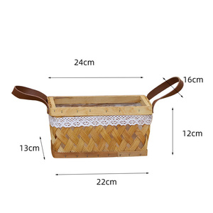 Ren Mộc Mạc Giỏ Hoa Cho Trang Trí Nội Thất Treo Gỗ Mây Wicker Giỏ Với Tre Lưu Trữ Giỏ - Product Image 6