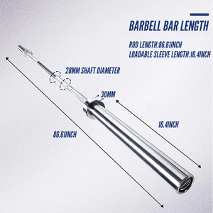 Barre de musculation chromée <span class=keywords><strong>pour</strong></span> exercices à domicile, musculation, powerlifting, capacité de charge de 2000 livres (7 pieds) - Product Image 2