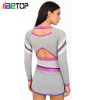 Vente flash : uniforme de pom-pom girl pour femmes, débardeur à manches longues, matière en spandex et polyester, design personnalisé gratuit