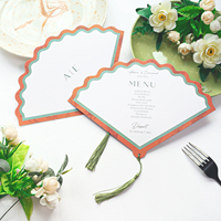 Tarjeta de Menú Personalizada Gruesa con Impresión a Doble Cara y Borla Verde para Bodas, Cumpleaños, Galas, Eventos de Bebidas, Tarjeta de Programación