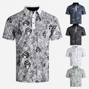 Men’s Performance Golf Polo Shirt All Over Tropical <b>Pattern</b> Anti-Pilling Breathable Custom Logo OEM ODM Wear - Product Image 1