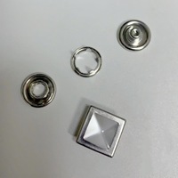 Kancing Logam Tersembunyi Berbentuk Persegi Berkilau 9MM 10MM 12MM 14MM Warna Emas Perak Lima Cakar 4 Bagian Berhias Berlian untuk Pakaian