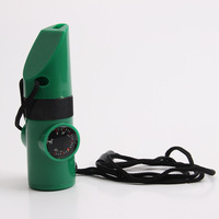 Sifflet de survie d'urgence 7 en 1 avec boussole intégrée, thermomètre, loupe, sifflet de signalisation portable pour activités en plein air