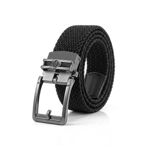Ceinture en tissu nylon avec boucle de verrouillage, style décontracté, largeur 3,5 cm, ceinture élastique extensible en noir, blanc, marine, rouge, bleu rayé - Product Image 3