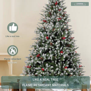 Árbol de Navidad Artificial de estilo moderno DB de 7 pies, 800 puntas de rama con bayas y conos de pino, decoración de árboles de pino de fibra plegable - Product Image 6