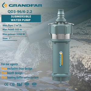 Pompe submersible haute performance Grandfar 3HP 2000W 96m certifiée OEM CE CB pour eau propre, type QD, QD3-96/6-2.2 Dry M - Product Image 1