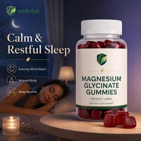 Gummies de glycinate de magnésium halal avec Ashwagandha, personnalisables avec logo, prêts à être expédiés directement de l'usine