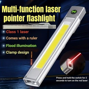 Pointeur laser multifonction avec lampe torche, règle et pince, rechargeable, lampe stylo LED pour usage extérieur - Product Image 1