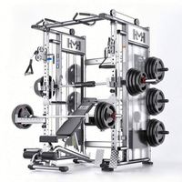 Machine Smith multifonctionnelle commerciale, équipement de fitness d'entraînement en intérieur avec banc de musculation, rack à squats et structure Flying Bird en tube robuste