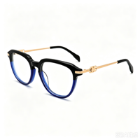 Lunettes rondes en acétate anti-lumière bleue avec branches décorées de métal, idéales pour le quotidien, les fêtes, les voyages et multiples occasions