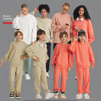 Ouder-kind matchende sets Kinderen 100% katoenen Terry-Loop casual crew-neck sweatshirt joggingbroek strass steentjes jongens meisjes