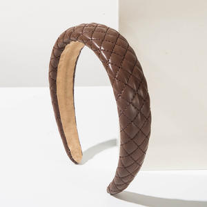 Serre-tête large en similicuir PU pour femme, couleur unie, accessoire de mode automne-hiver pour mariage et fête - Product Image 3
