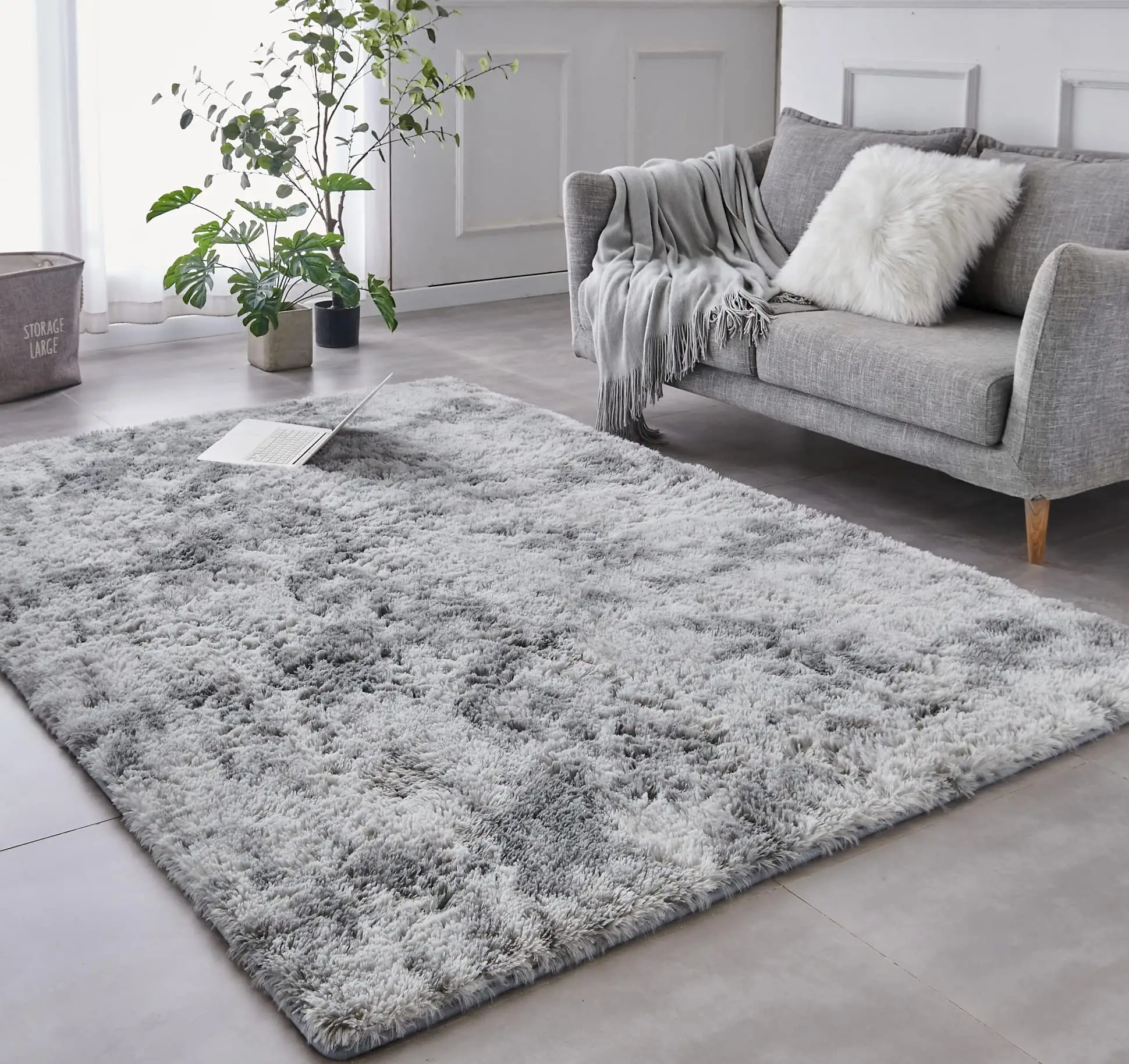 Tùy chỉnh khu vực thảm cho phòng khách nhà trang trí Fluffy sàn thảm Mat Tie nhuộm ánh sáng grey rug