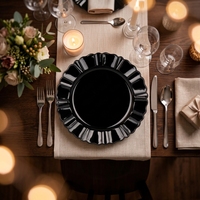 Assiette de Présentation Noire en Plastique, Motif Jupe de Ballet sur le Bord, Vente en Gros, pour Décoration de Mariage, Maison et Cuisine