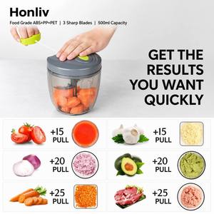 Processore per Alimenti per Neonati 500ml, Frullatore Manuale a Corda per Frutta e Verdura, Preparatore di Purè per Bambini - Product Image 1