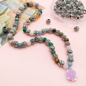 Bolas de Metal de filigrana con agujero grande de plata antigua de 10mm, hallazgos de joyería DIY para pulseras, collares, llavero - Product Image 2