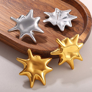 Star Shape <b>Stud</b> <b>Earrings</b> Zinc Alloy Stainless Steel Post Gold <b>Silver</b> Plated Fashion Jewelry Gift for Women - Product Image 3