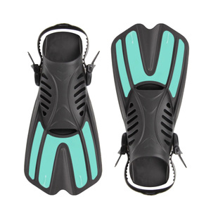 Adjustable Diving Fins Open <b>Heel</b> Rubber Swim Training Equipment Unisex Short Snorkeling Fins Black <b>Red</b> Blue Size F13 - Product Image 2