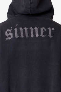 Sudadera con Capucha para Hombre, Estilo Holgado, Lavado Ácido Intenso, Apliques de Pedrería con Texto 'Saints & Sinners', 100% Algodón - Product Image 6