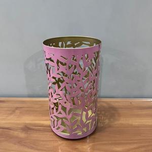 Pink Iron Votive Holder with <b>Leaf</b> Pattern Die Cutting Design for Home Decoration ARTISAN DESIGN V800 - Product Image 4