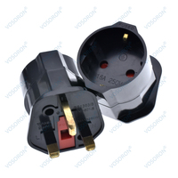 Adaptateur multifonctionnel UE Schuko vers prises UK, prise 2 broches, voyage, cuivre et ABS, 250V 13A, Dubaï Singapour