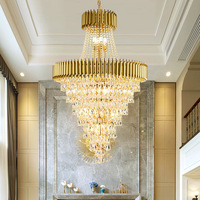 Lustres modernes en cristal K9 LED de luxe personnalisés Grands luminaires contemporains suspendus pour hôtel Foyer Bureau à domicile