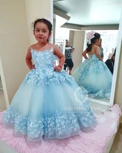 Robes de demoiselle d'honneur en dentelle bleue princesse, <span class=keywords><strong>robe</strong></span> de bal, petites robes de Noël, robes de cérémonie personnalisées, <span class=keywords><strong>robe</strong></span> de baptême, <span class=keywords><strong>robe</strong></span> d'anniversaire - Product Image 4