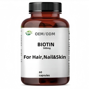 Capsules de biotine en marque propre, capsules de biotine pour les cheveux et les ongles, compléments alimentaires, ingrédients entièrement naturels, produits à base de biotine - Product Image 1