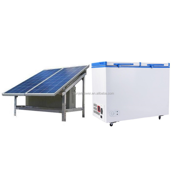 268L Dc Solar Refrigerator Rechargeable Battery Powered Dc Compressor 12v 24v Chest Solar Freezer with High Quality Solar Panel