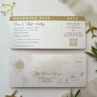 Personnalisé pour passeport, anniversaire, invitation de mariage, carte d'embarquement, RSVP, dorure à chaud, breloque avion, style européen pour destination