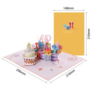 Carte d'<span class=keywords><strong>anniversaire</strong></span> musicale pop-up Winppsheng en gros, gâteau rose gonflable 3D avec <span class=keywords><strong>musique</strong></span> LED - Product Image 1