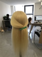 613 #   Tête de mannequin en cheveux humains couleur blonde, 100% cheveux humains, mannequin d'entraînement en cheveux humains