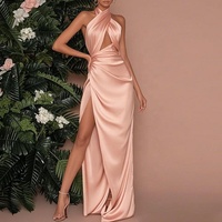Robe longue sexy à découpes croisées et dos nu pour femme, en dentelle, avec fente haute, idéale pour les soirées et les fêtes, tendance, nouvelle collection Euro US