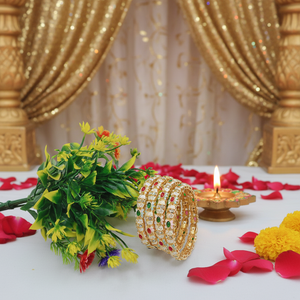 ชุดกำไลข้อมือผู้หญิง PADMAWATI Private Limited หรูหรา ชุบทองทังสเตน หลากสี ของขวัญงานแต่งงานและงานเลี้ยงแบบอินเดีย - Product Image 3