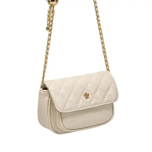 New trendy and fashionable diamond grid chain bag, small golden ball crossbody women's shoulder bag