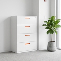 Armoire de rangement métallique avec tiroirs, armoire de classement latérale en acier à 4 tiroirs, système de classement de bureau, couleur blanche