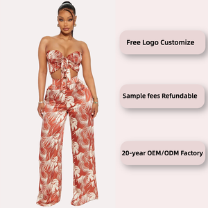 Nuovi Arrivi: Set di Abbigliamento Femminile di Design, Top Corto e Pantaloni <span class=keywords><strong>Lunghi</strong></span>, Completo Sexy a Due Pezzi - Product Image 2