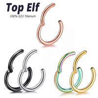 Grosir G23 cincin tindik hidung, anting-anting bulat klasik, cincin tindik badan Septum berengsel Titanium G23