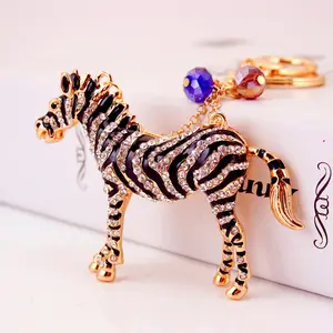African Animal Zebra Shape Promotion Key Chain Keychain Metal Crystal Zinc Alloy Graduation Keychains Wholesale For GIrls