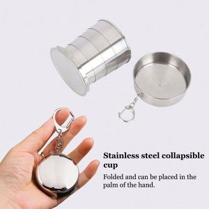Taza Plegable de Acero Inoxidable, Portátil, Telescópica, con Llavero, 60ml, 150ml, 250ml - Product Image 2