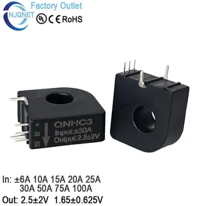 Hall Current Sensor QNHC3 6A 10A 15A 20A 25A 30A 50A 100A Out 2.5V +- 2V 1.65V +- 0.625V pcb transformer hall current transducer