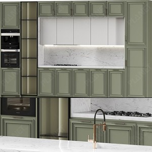 Paquete de 2 muebles de madera coloridos de <span class=keywords><strong>Formica</strong></span> de PVC europeo moderno estándar de EE. UU. Cocina Modular - Product Image 2